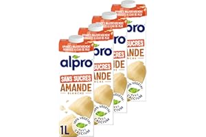Alpro - Boisson végétale - Lait d'amande non grillée sans sucre - 1L - Lot de 4x1L