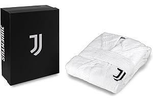 hermet Juventus, Accappatoio con Cappuccio, Accappatoio Bambini e Ragazzi, Unisex, In Spugna 380 gsm, 100% Cotone, Logo del Juventus Lato Cuore