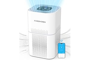 Smart Wi-Fi Air Purifier for Bedroom, FRESHDEW CADR 300 m³/h H13 True HEPA Filter with Air Quality Sensor, Pet Air Purifiers for Home up to 100m², Air Cleaner for Pets, Smoke, Dust, Works with Alexa