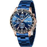 NIBOSI Men's Luxury Chronograph Waterproof Military Quartz Wristwatch - Stainless Steel Band - Birthday or Rakhi Gift