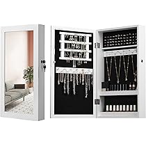 Armadietto Portagioielli Da Parete Con Specchio - 6 Luci LED, 2 Cassetti, Organizzatore Per Gioielli, Bianco - Foto 10