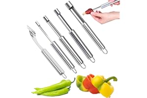 AUSWALAR 6 Pack Stainless Steel Kitchen Corer Tool Fruit and Vegetable Corer Set for Cherry Pitter strawberry Jalapeno Corer Tomato Vegetable Corer Tool