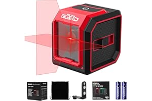 Funguard Nivel Láser Autonivelante 360 Grados, 20M Rojo Láser de Líneas Horizontales y Verticales, 2x AA Batería Incluida, IP54 para Obras de Construcción, Decoración del Hogar, DIY