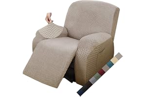 MAXIJIN Funda de Sillón Relax Stretch Funda Sofá 1 Plaza Reversible con Bolsillo Protector de Sofá (Caqui)