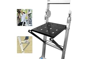 JADDUO Plate-Forme de Travail, Plateforme de Utilisation avec échelle télescopique Travail pour Echelle Tools Etagère de Travail pour Toutes Les Echelles Tenir 180 kg,Noir