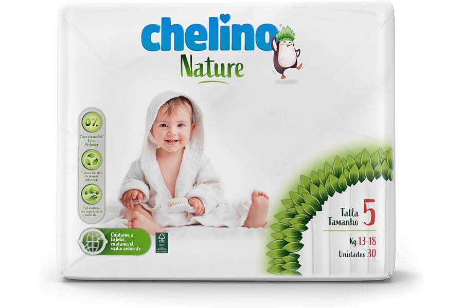 Chelino Nature Pañal Infantil Talla 5 (13-18 kg), 180 Pañales