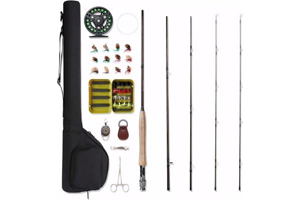 NetAngler Canne à Pêche à la Mouche et Moulinet Combo 4 Pièces - 5 W Moulinet en Aluminium 28 Pièces avec Pointe de Canne, Dos et Sac de Transport en Tissu