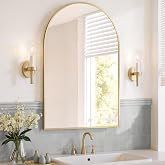 SONGMICS Bathroom Mirror Wall Mirror Arched Mirror Aluminium Frame 3ft x 2ft with Safety Film Easy Fit Living Room Bedroom Ba