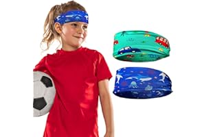 REEKNOKOL Fascia sportiva per bambini, 2 pezzi Fascia elastica per ragazzi Fascia per capelli assorbente per lo sport per ragazzi Fasce per bambini per basket Calcio Capelli Sudore