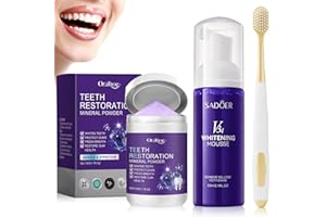 ZNNHNN Dentifricio Viola Sbiancante 60ml + Polvere Sbiancante per Denti 50g + spazzolino da denti,kit sbiancante denti,Con rimozione Delle Macchie Profonde,Sbiancamento dei Denti