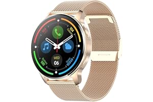 Krostming Orologio Smartwatch Donna Chiamate Rotondo con 360 * 360 Risoluzione IP67 Impermeabile Pedometro 20 Sport APP Notifica Promemoria per Android iPhone