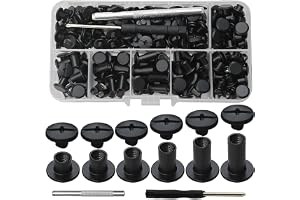 FONHREW 130-pack Chicago-skruvar M5 x 4/5/6/8/10/12mm, läderskruvar, lädernit, för DIY, väskor, böcker, koppel, halsband, ryg