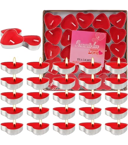 YSTrillion Bougies Chauffe-Plat Coeur Rouge 50 Pièces Bougie Coeur Bougies Romantiques pour Mariage,Fête Anniversaire(Rose