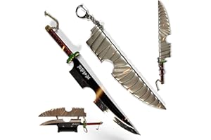 ‎SWORDS AND MORE Demon Slayer Brieföffner Anime Katana, Mini Schwert, Scheide & Ständer, Samurai Sword, Animeschwert, Schlüsselanhänger, Anime Geschenk