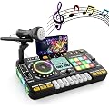 Table de Mixage DJ, Multifonction Mixage DJ avec Microphone, Plus de 100 Effets Sonores et Batterie Intégrée, Instrument de Musique Interactif type avec Effets Lumineux pour Débutants