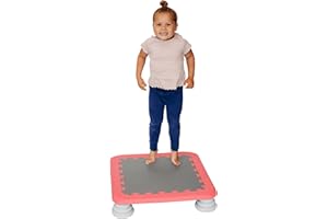 MagicMeadow Red Sensory Autism Kids Trampoline Indoor Board - Suitable for Kids and Toddler Trampoline for 3 Years Old Plus, 75kg Weight Limit, PU Foam Removable Foot Pads - Durable and Easy Clean