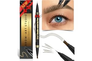 ‎IMETHOD iMethod Microblading Augenbrauenstift - Eyebrow Pencil 2-in-1 Dual-Ended Augenbrauenstift mit 3-Zinken-Micro-Gabelspitzen-Applikator & präziser Pinselspitze erzeugt natürliche Augenbrauen, Braun