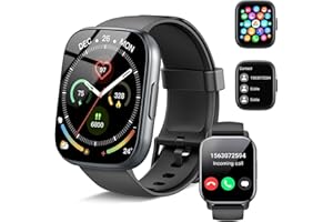 POOUNUR Montre Connectée Homme Femme, 1,95" HD Smartwatch avec Appel Bluetooth, 110+ Sportifs Montre Sport avec Moniteur Sommeil/Cardiofrequencemetre/Podomètre, Etanche IP68 Montre Sport pour Android iOS Noir