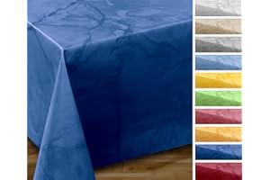 ‎BEAUTEX Oilcloth Tablecloth, Wipe-Clean, Oval, Round, Square, Stain-Resistant Garden Tablecloth, Marble Stone, Cut to Size Oilcloth Tablecloth (Square 140 x 240 cm, Dark Blue)