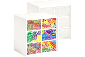 TOOTHBACE 2 PièCes Boite Rangement Plastique Organisateur,Boite Rangement Bureau à 18 Tiroirs Amovibles Rangement Plastique Avec Tiroir Transparent,Maison Ou Vanité Organiseur D'Artisanat (6 compartiments)