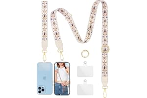 Faneam Lanière Téléphone Portable Universelle 2,5 cm, Cordon Telephone Portable Réglable à Motifs Chic, Chaîne de Téléphone avec Dragonne Portable, Tour de Cou Smartphone pour Femme