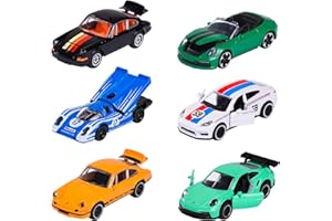 Majorette - Voiture Jouet Porsche (1 Voiture) avec Carte à Collectionner – Premium Miniature (Jeu de 6 Assortis, Choix aléatoire), 7,5 cm, pour Les Enfants à partir de 3 Ans