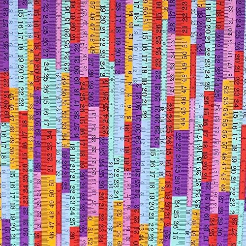 Tape Measures Design 100% Cotton Fabric Purple Mix ( Per 1/2 Metre )