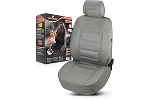 ‎WALSER Walser Premium Autoschonbezug Billy Leder, hochwertiger Lederbezug für Vordersitz, Auto-Sitzschoner echtes Leder Fahrer-/Beifahrersitz, Sitzbezüge Echtleder in Universalgröße grau