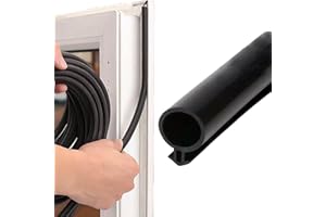 SQAQS 10m Window Seals, Replacement Door and Window Gasket Silica Gel Seal, Doors Windows Self-Adhesive Anti-Silica Gel O Type Sealing Tape, Suitable for Gaps Within 5-7mm (Black)