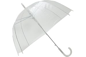 SMATI Parapluie Transparent, pour Femme, Parapluie Cloche, Automatique, pour Mariage, Poignée Blanche