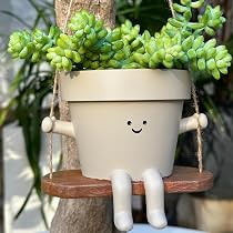 Blumentopf Zum Aufhängen Mit Smiley-Gesicht – Kunstharz, Für Sukkulenten, Indoor & Outdoor