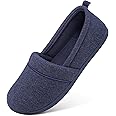EverFoams Women's Memory Foam Comfort Knit House Shoes Light Weight Terry Cloth Loafer Slippers with Anti-Skid Rubber Sole