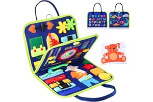 Hooku Busy Board ab 1 Jahr, Activity Board ab 2 Jahre, Montessori Spielzeug ab 3 Jahre, Sensorik Baby Motorikspielzeug, Reise, Geschenk Mädchen Jungen