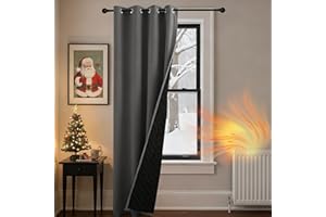 PONY DANCE Single Panel Thermal Door Curtain - Cold Insulated 100% Blackout Front Door Curtain, Windproof Thermal Insulated Thick Panel for Kitchen/Living Room/French Door, 46x84 inches, Grey
