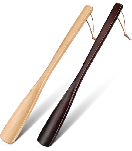 Healifty Houten schoenlepel 2 stuks - 15,5 inch & 6,2 inch schoenlepels voor laarzen schoenen schoenlepel met lange korte handgreep voor senioren kinderen volwassenen 79,0 gram