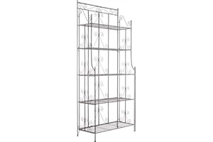 ‎CLP CLP Standregal Ciara I Metallregal für Pflanzen im Landhausstil I Regal für Balkon, Terrasse, Veranda und Garten I 5 klappbare Böden, Farbe:Bronze