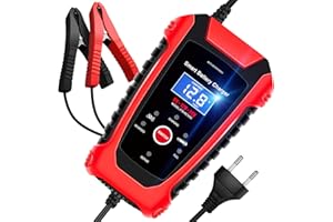 AOKBON Chargeur de Batterie Intelligent 6A 6V/12V/24V avec Écran LCD Chargeur Moto Portable Rapide Multiples Modes de Charge de Protection de Réparation pour Batterie de Voiture Moto Bateau