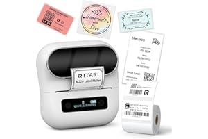 Itari M220 Bluetooth Etiquetadora térmica de 80 mm para el hogar, la Oficina y Las pequeñas Empresas, Dispositivo de etiquetado portátil Compatible con teléfonos y PC, con 1 Rollo de Etiquetas