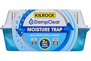 Kilrock Damp Clear Moisture Trap - 2X 500g Sachets - Long Lasting up to 12 Weeks - Helps to Prevent Mould & Mildew Build-up in Caravans, Garages, Boats, Kitchen, Bathroom, Wardrobes and Cupboards