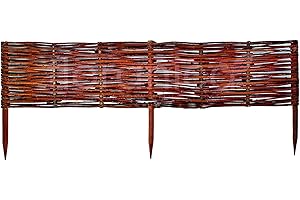 Floranica Clôture de pelouse en Saule Piquets en aulne Bordure de lit de Jardin Dimensions: 1 PCE x 100 cm Hauteur: 20 cm
