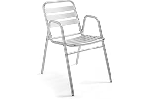 Oviala Chaise de Jardin empilable en Aluminium Gris Clair