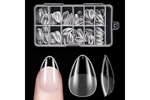 Almond Nageltips Kurz, Venares 120 Stück Full Cover Nail Tips für Gelnägel Kurz, 12 Größen Soft Gel Mandel Tips für Nägel Pre-Shaped Nagel Tips Mandel XS