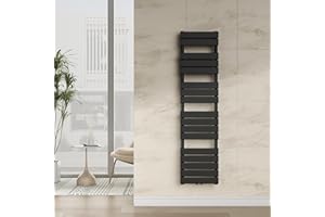 [neu.haus] Handtuchheizkörper Voss Badheizkörper Handtuchwärmer Handtuchtrockner mit Warmwasser Heizgerät mit Lamellen Mittelanschluss Wandmontage 160x40cm Schwarz
