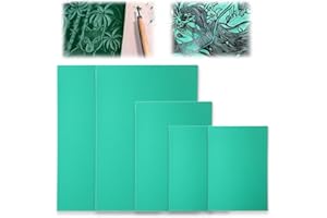 ENJIROR Soft Rubber Lino Printing Sheets Pack of 5 A4 A5 A6 Green Flat Surface Cut Polymer Print Carving Plates Set for Rubber Stamps Engraving Printmaking Artistic Creation (2A4+1A5+2A6)