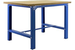 SimonRack Banco de Trabajo Taller, Capacidad Carga 600 kg, 865x1500x750 mm, Mesa de Trabajo, Azul/Madera Mdf - BT6