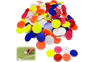 AMRTA Plastic Golf Ball Markers 50/100 pcs Round Flat Golf Ball Position Marker for Putting Green Coin,Diameter 25mm Mixed Color Golf Ball Mark Tool For Men Women Golfing
