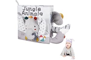 ZIKEE Baby Books, Soft Crinkle Cloth Sensory Toy High Contrast Soft Book, Fabric Touch and Feel Activity Early Development Toy Infant Boy Girl Shower Present