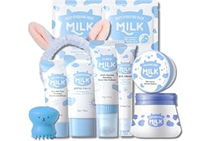 SNOCKOO Milch Skincare Set Geschenk für Frauen 10-teilig Feuchtigkeitsspendend Gesichtspflege Set Damen mit Milchmaske Gesichtsreinigung Beauty Set für Teenager Mädchen Geschenke