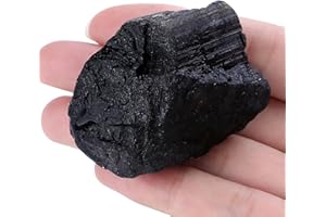 GUJOXILA 1.8"-2.2" Black Tourmaline Raw Rough Healing Crystals Natural Stones Rocks Gemstones Protection Reiki Tumbling Cabbing Divination Meditation Fountain Stone 1pcs