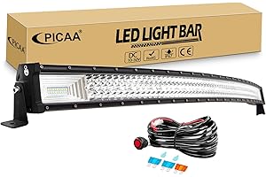 PICAA 3 Rows Gewölbt 50 Zoll LED Lightbar 648W Lichtbalken mit Kabelbaum Kit Arbeitsscheinwerfer Flutlicht Spotlight für Offroad Auto 12V 6000K Weiß